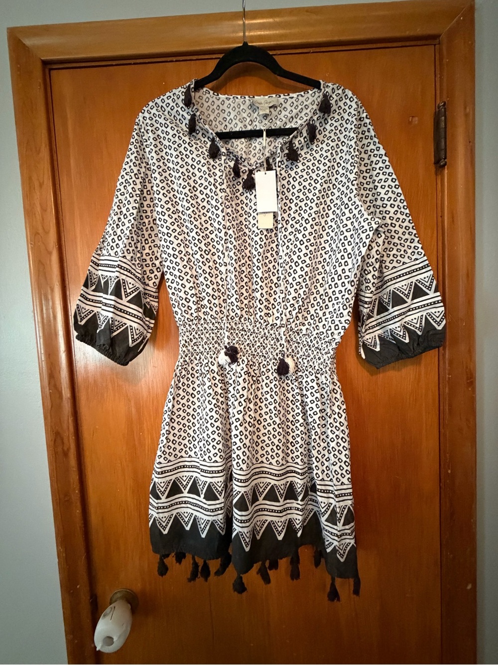 Charlie Paige Black and White Tassel Tunic